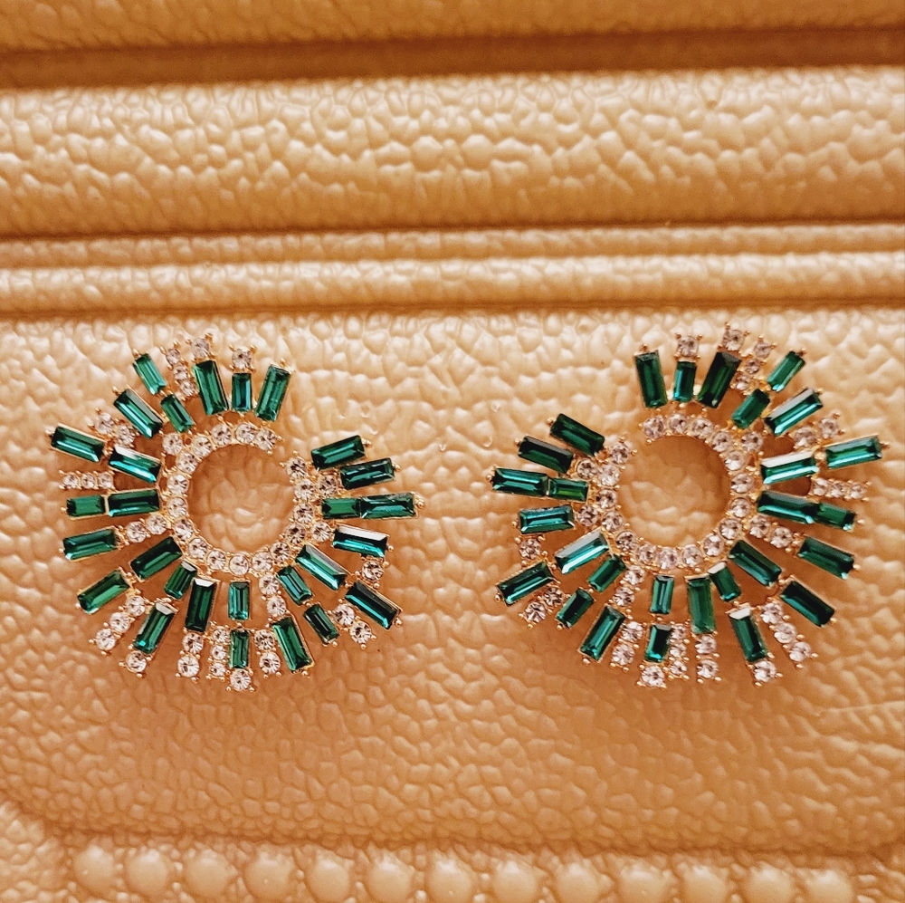 Green Rhinestone Earrings